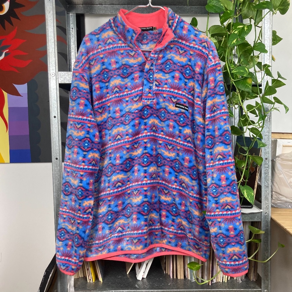 Vintage Ski Pattern AOP Insulation 1/4 Zip Sweater